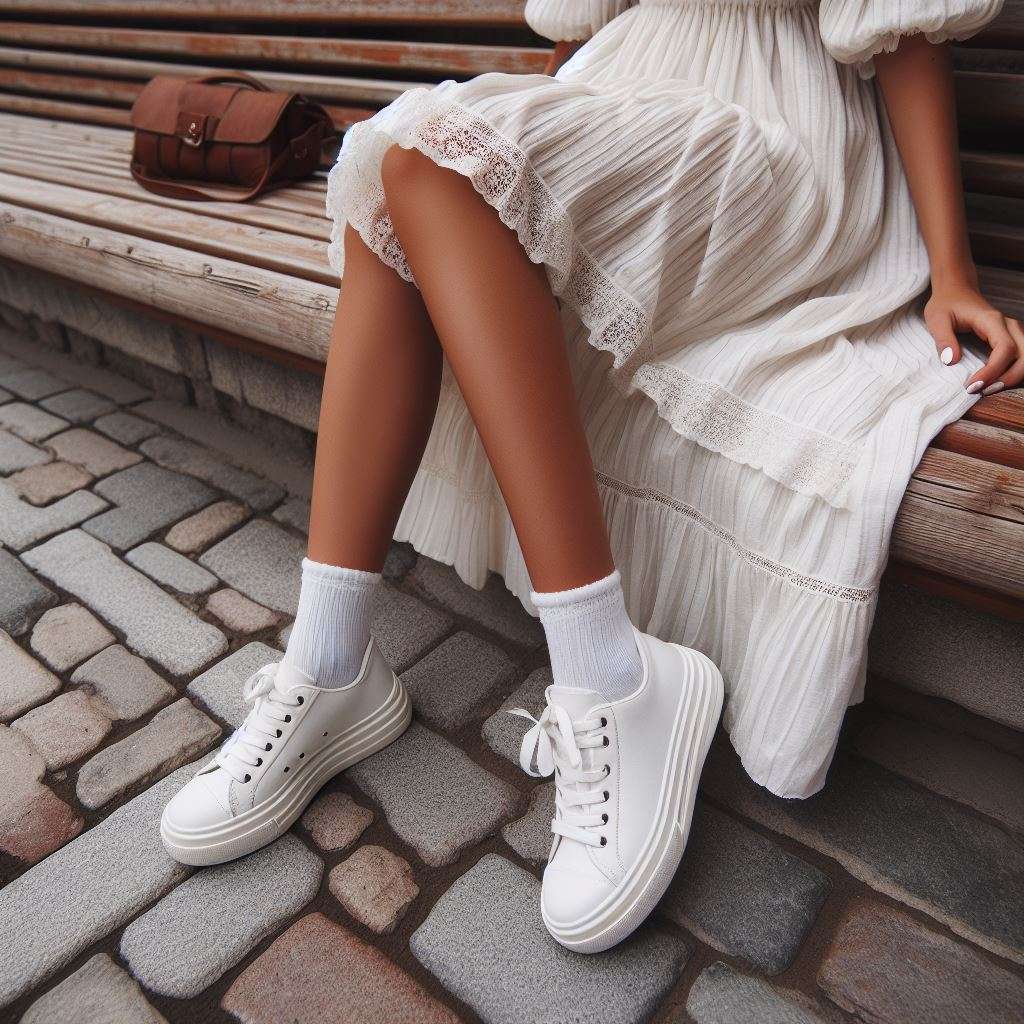 White Sneakers With Dressy Outfits