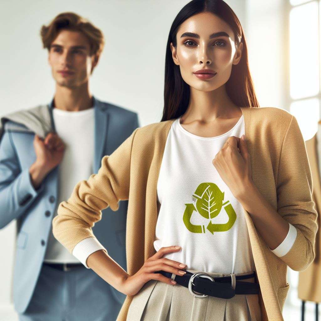 A picture of models wearing sustainable clothing